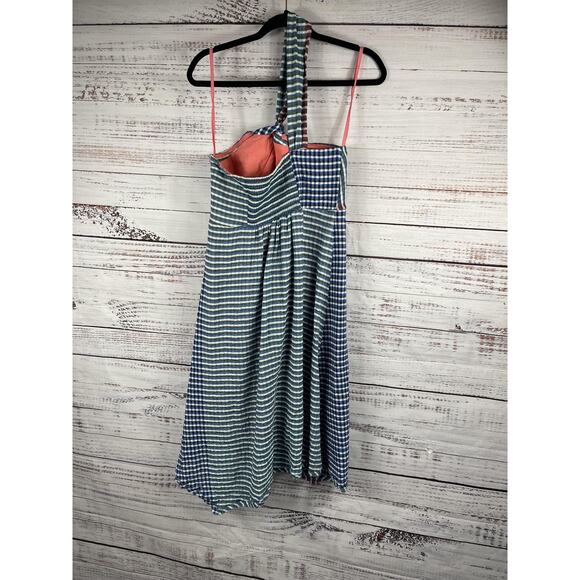 Maeve Dress Women's 10 Gingham One Shoulder Tie Stripe Anthropologie NWT - Picture 10 of 12